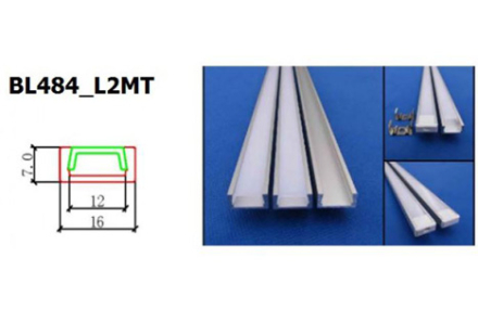 Алум.профил открит монтаж за LED лента(8мм-12мм)с опалов разсейвател