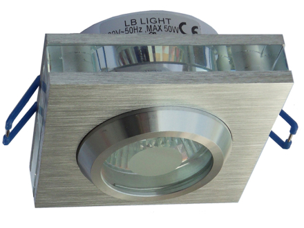 Халогенно осветително тяло тип луна - квадрат, GU10 IP44, стъкло+алуминий, LB LIGHT