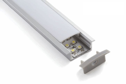 Алуминиев профил за вграден монтаж за LED лента (8мм-12мм) с опалов разсейвател