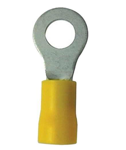 Изолиран кабелен накрайник с ухо M8, 4-6mm2, 100 бр., цвят жълт