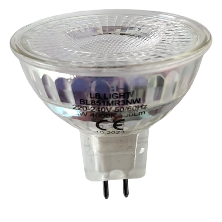 LED лампа /bulb/ MR16 G5.3 AC220~240V  3W  300Lm 4000K CRI>80 38°