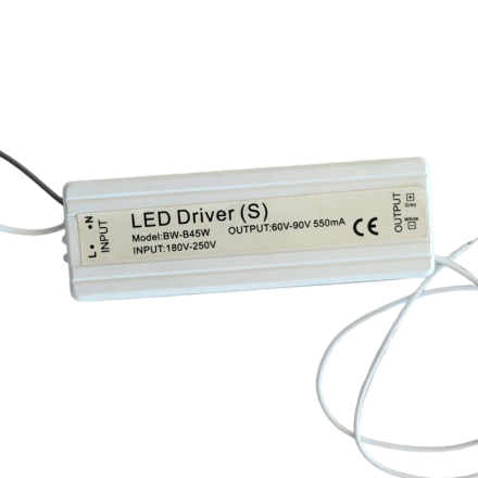 LED driver Model BW-B45W, INPUT 180-250 V  OUTPUT 60-90V 550mA